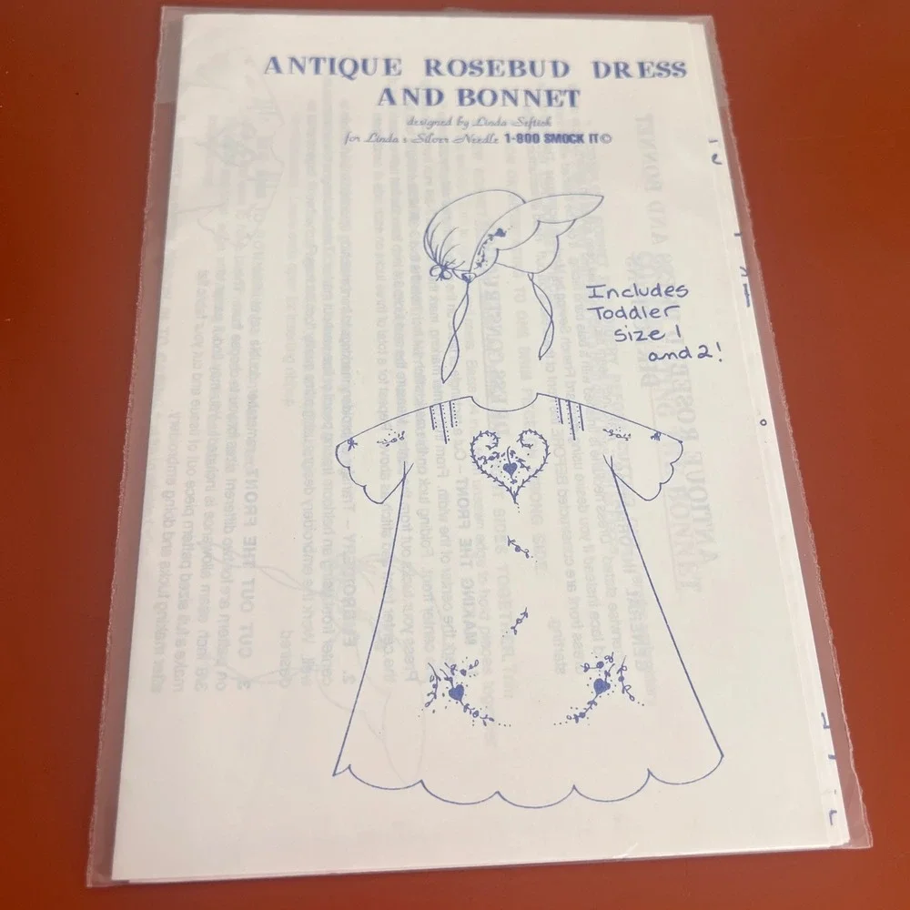 Antique Rosebud Dress Bonnet Pattern Linda Seftick Silver Needle Toddler